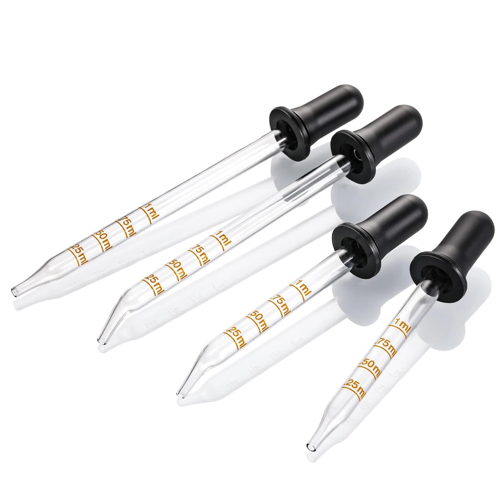 LANDNEOO 4 Pack, 1 mL Glass Eye Dropper with Measurement | Accurate Dose Pipette for Oils & Care — 4PCS-Long & Short