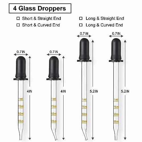 LANDNEOO 4 Pack, 1 mL Glass Eye Dropper with Measurement | Accurate Dose Pipette for Oils & Care thumbnail 2