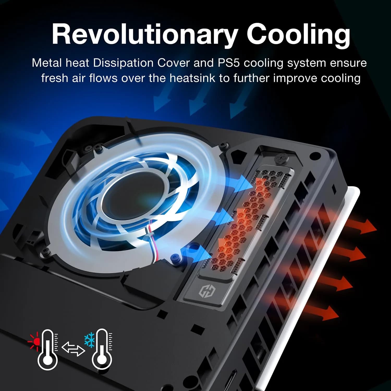 GRAUGEAR Metal Heat Dissipation Cover for PS5 M.2 SSD Expansion Slot | Fits for PlayStation 5 NVMe SSD with Heatsink | Breathable Cellular Hole | Dust Proof (Black) thumbnail 6