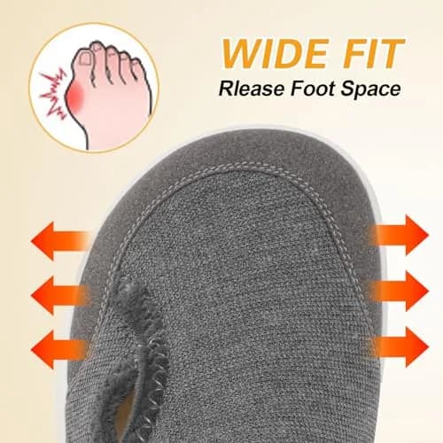LeIsfIt Women's Wide Diabetic Slippers Grey Size 11 | Adjustable Arthritis Edema House Shoes with Non-Slip Sole thumbnail 4