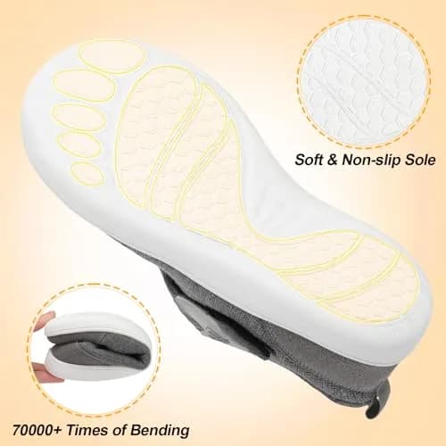 LeIsfIt Women's Wide Diabetic Slippers Grey Size 11 | Adjustable Arthritis Edema House Shoes with Non-Slip Sole thumbnail 6