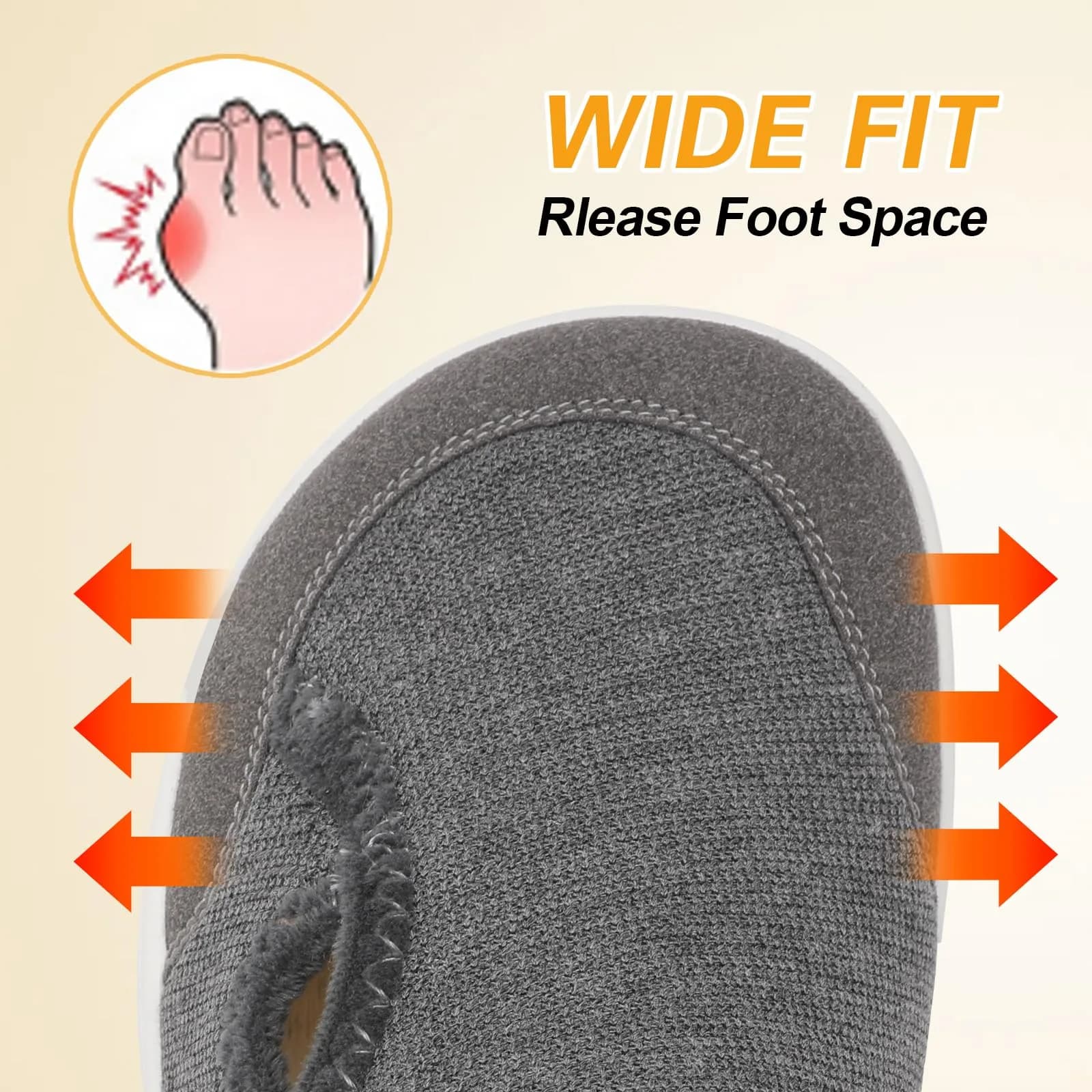 LeIsfIt Women's Wide Diabetic Slippers Grey Size 11 | Adjustable Arthritis Edema House Shoes with Non-Slip Sole - view 4