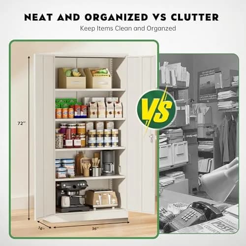 Greenvelly Metal Storage Cabinet, Gray Locking Steel Cabinet with 2 Doors and 4 Adjustable Shelves | 71" Utility Metal Filing Cabinet for Home Office & Garage thumbnail 6