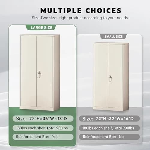 Greenvelly Metal Storage Cabinet, Gray Locking Steel Cabinet with 2 Doors and 4 Adjustable Shelves | 71" Utility Metal Filing Cabinet for Home Office & Garage thumbnail 7