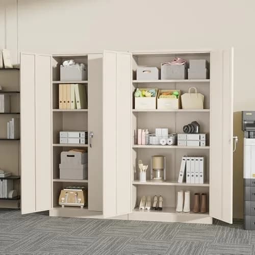 Greenvelly Metal Storage Cabinet, Gray Locking Steel Cabinet with 2 Doors and 4 Adjustable Shelves | 71" Utility Metal Filing Cabinet for Home Office & Garage thumbnail 8
