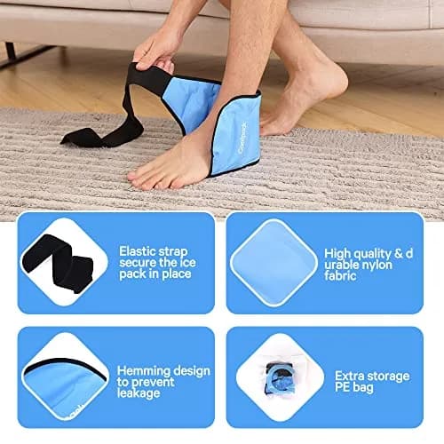 Comfpack 2 Pack Ankle Ice Pack Wrap with Elastic Strap | Targeted Pain Relief for Swelling, Plantar Fasciitis, Sprains thumbnail 5