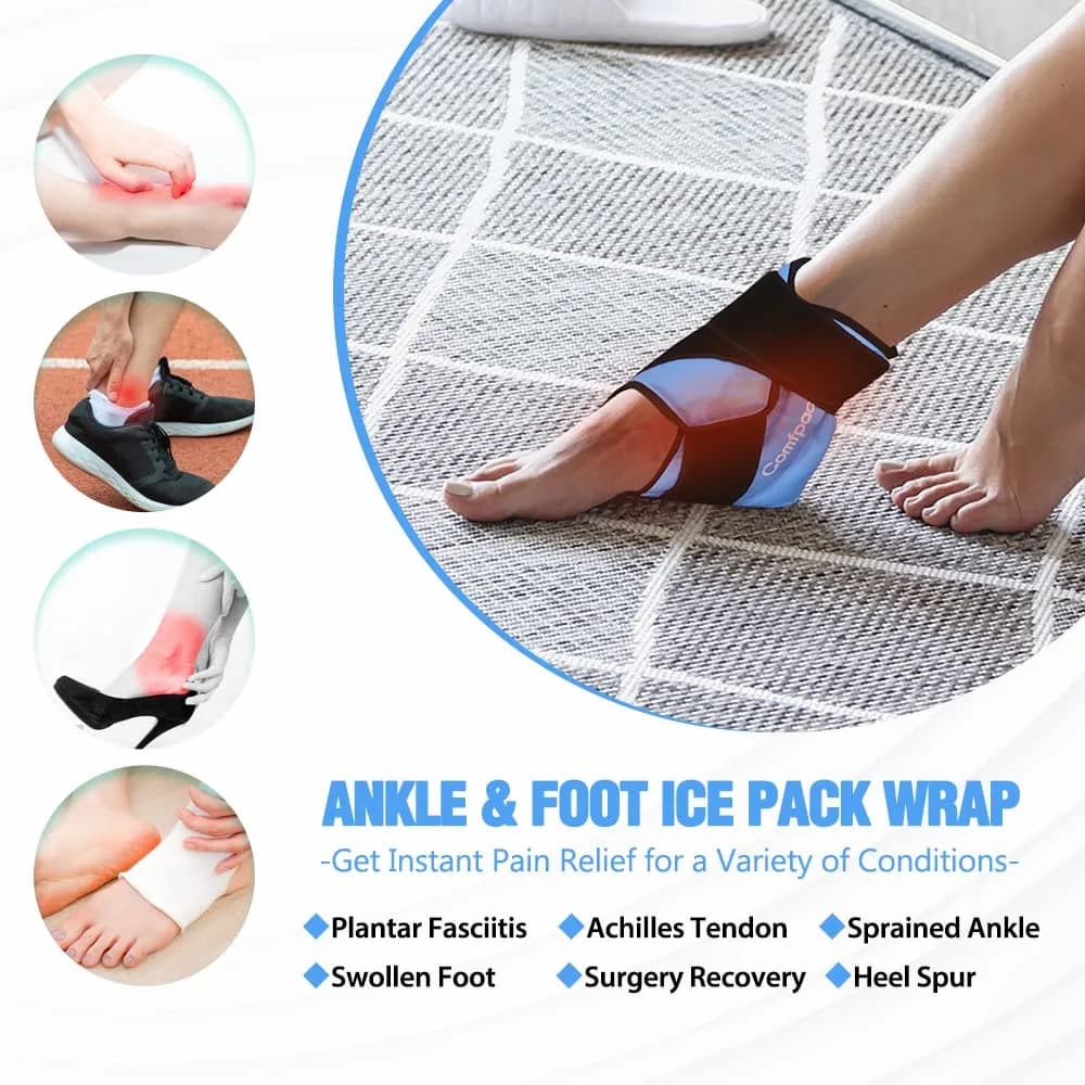 Comfpack Blue Heel Ice Pack Wrap - 2 Pack for Plantar Fasciitis & Ankle Pain Relief - view 2