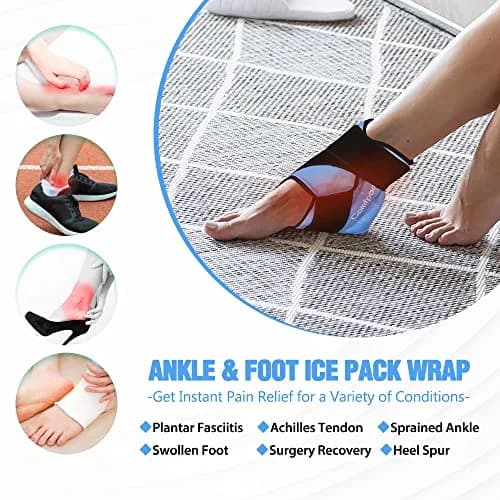 Comfpack 2 Pack Ankle Ice Pack Wrap with Elastic Strap | Targeted Pain Relief for Swelling, Plantar Fasciitis, Sprains thumbnail 2