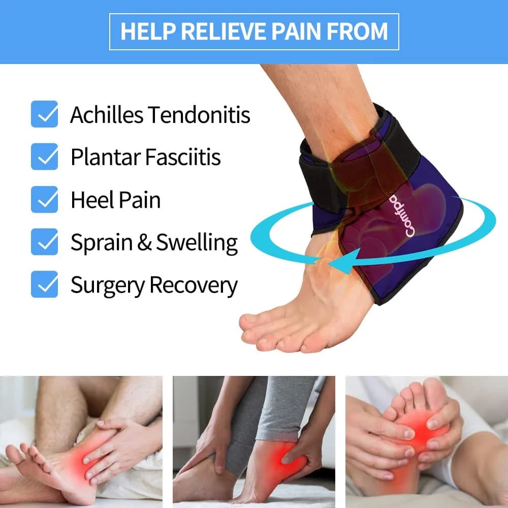 Comfpack Dark Blue Heel & Ankle Ice Pack Wrap for Plantar Fasciitis - 2 Pack - view 3