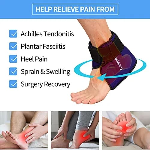 Comfpack Ankle Ice Pack Wrap Heel Ice Pack for Pain Relief, Hot Cold Therapy Cold Pack for Plantar Fasciitis, Achilles Tendonitis, Ankle Sprain, Foot Pain, 2Packs thumbnail 3