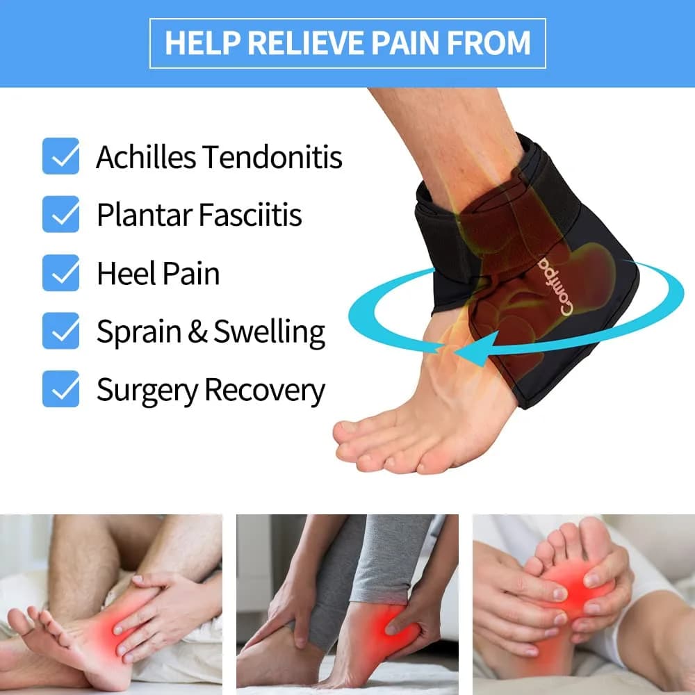 Comfpack Black Heel Ice Pack Wrap for Plantar Fasciitis, Ankle Swelling - 2 Pack - view 3
