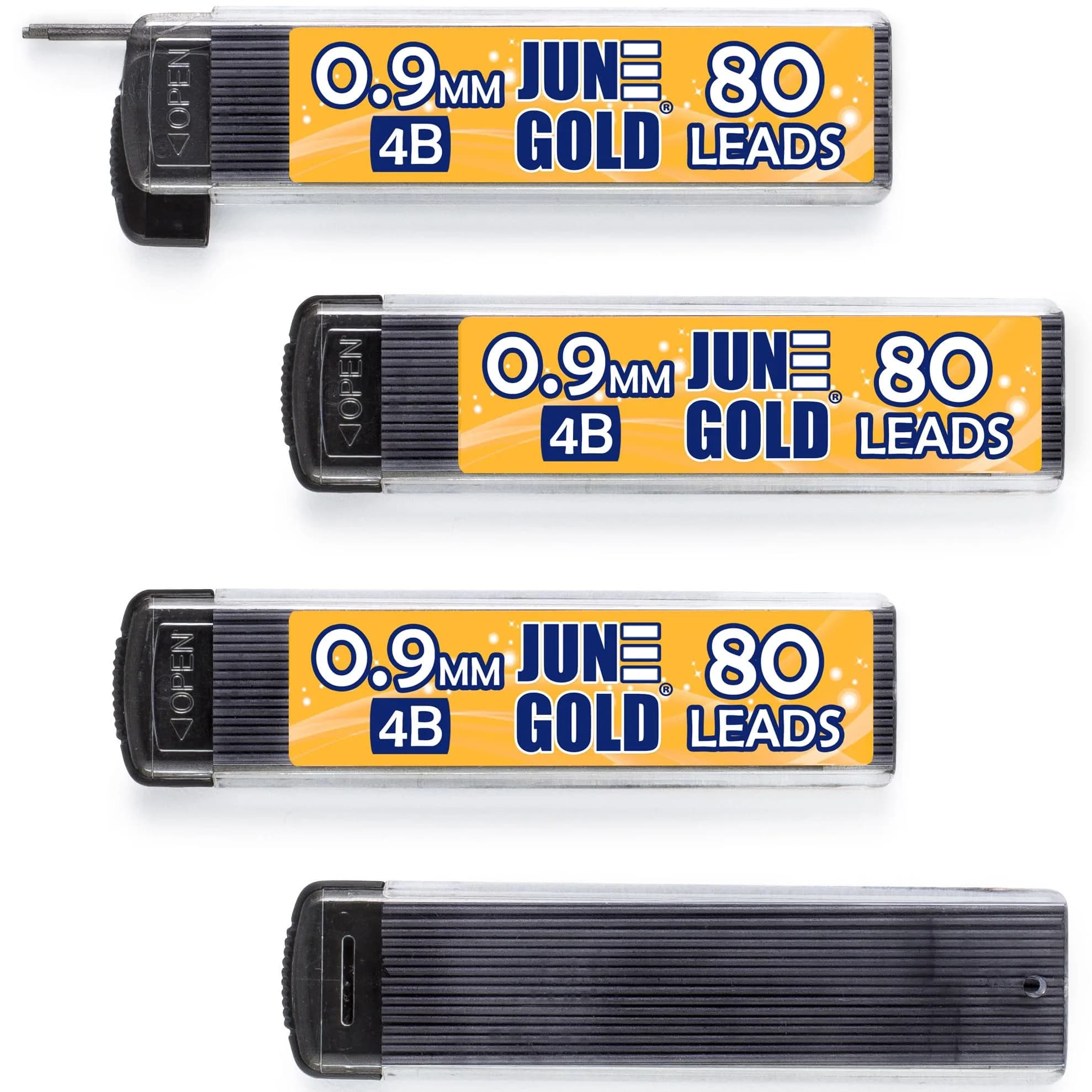 June Gold 0.9 mm 4B Graphite Lead Refills, 320 Pieces - main product image