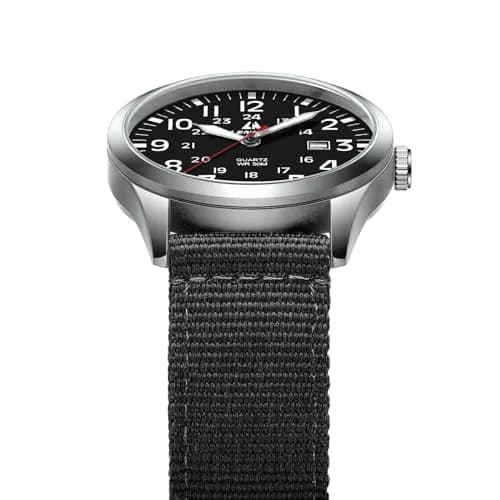 LN LENQIN Men's Military Sport Analog Quartz Watch with Date & Luminous Dial | 42mm Stainless Steel Case, 22mm Nylon Strap thumbnail 7