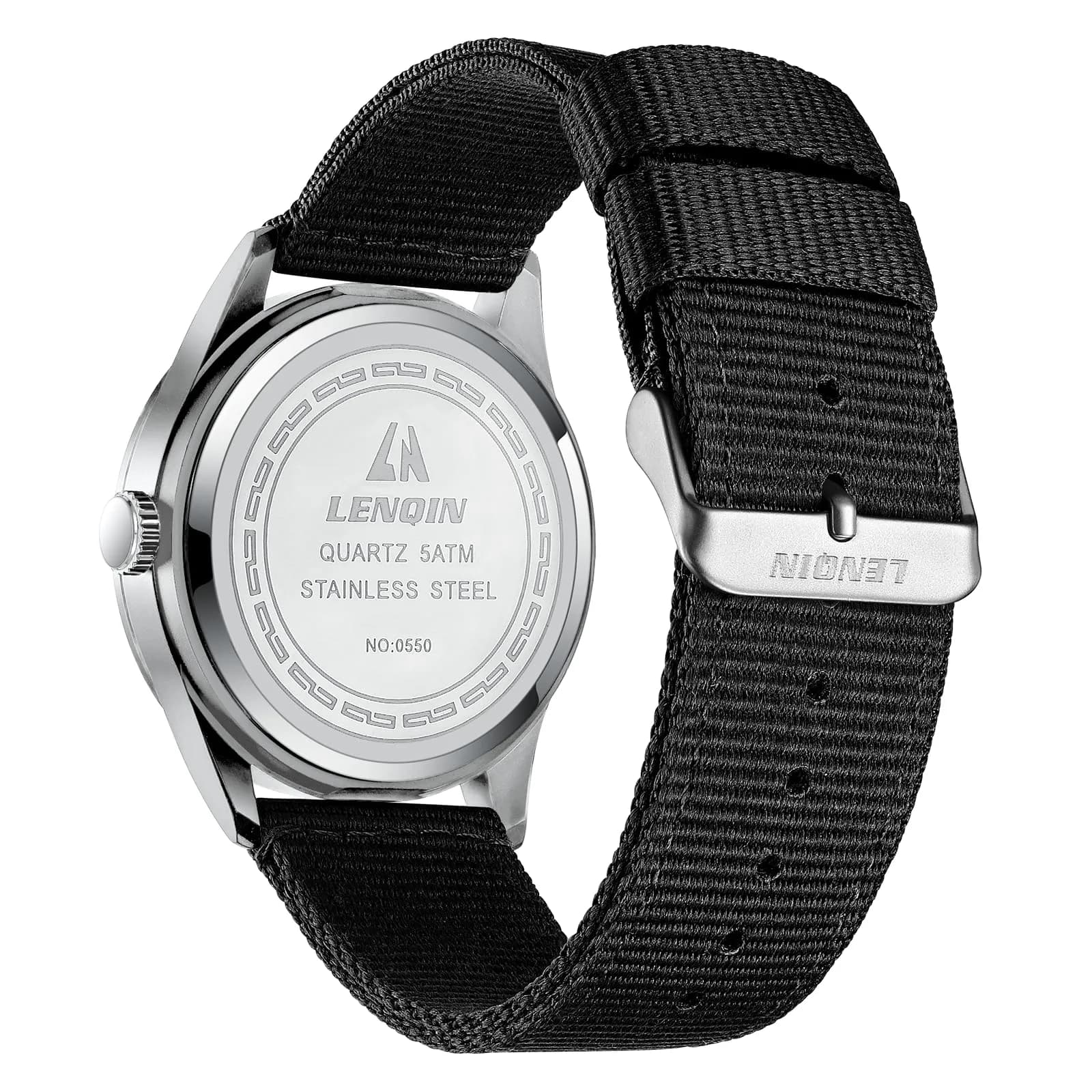 LN LENQIN Men's Military Sport Analog Quartz Watch with Date & Luminous Dial | 42mm Stainless Steel Case, 22mm Nylon Strap - view 2
