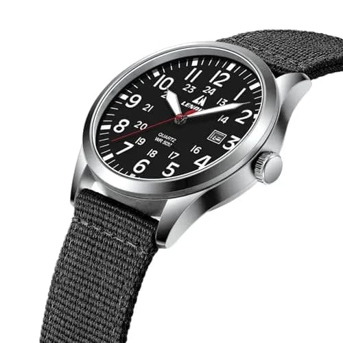 LN LENQIN Men's Military Sport Analog Quartz Watch with Date & Luminous Dial | 42mm Stainless Steel Case, 22mm Nylon Strap thumbnail 3