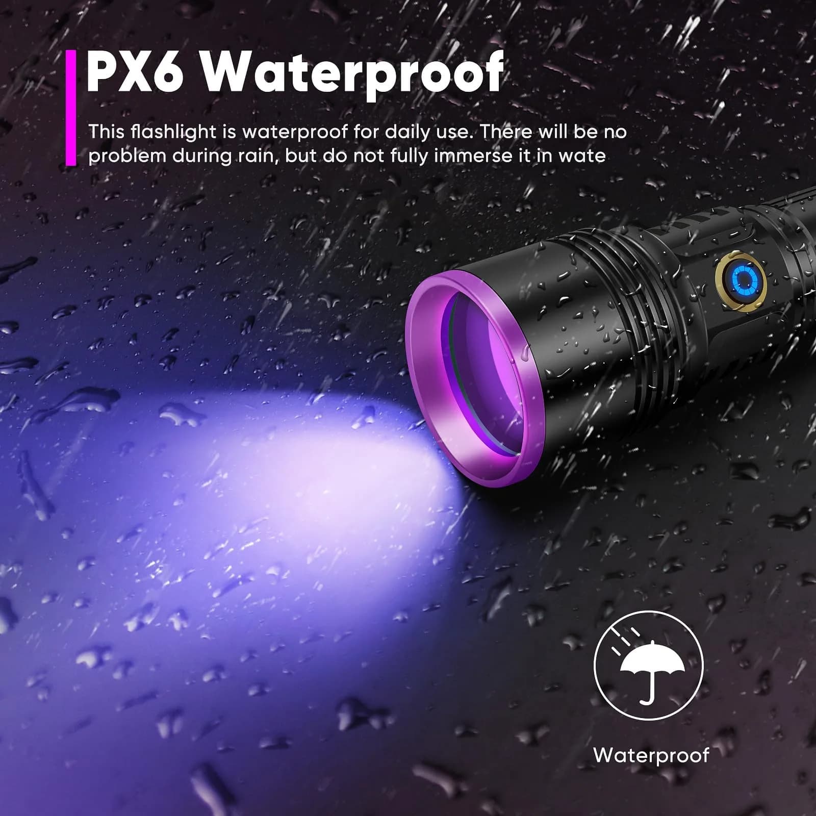 LUXNOVAQ 30W UV Flashlight USB Rechargeable with Filter Lens | 191g (6.7oz) - view 6