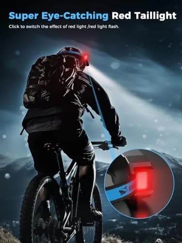 Smiling Shark Headlamp LED Rechargeable 6 Modes 7 White Lights 270° Lighting Red Tail Light | Perfect for Camping & Outdoor Activities thumbnail 4