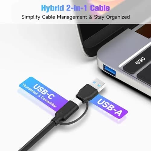 RSHTECH 7-Port Powered USB 3.2/USB C Hub with 10Gbps USB-A 3.2, 2 USB-C 3.2, 4 USB 3.0 Ports, Individual Touch Switches, 3.3ft Cable and 5V Power Adapter | Fast Data Transfer thumbnail 4