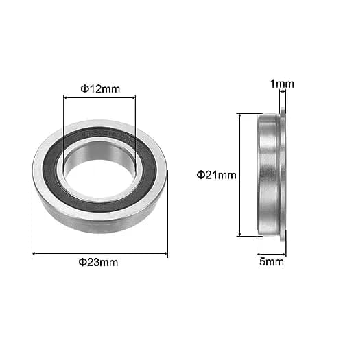 uxcell F6801-2RS Flanged Ball Bearing 12x21x5mm Double Sealed Chrome Steel, 10pcs | Cost-Effective Industrial Bearing thumbnail 2
