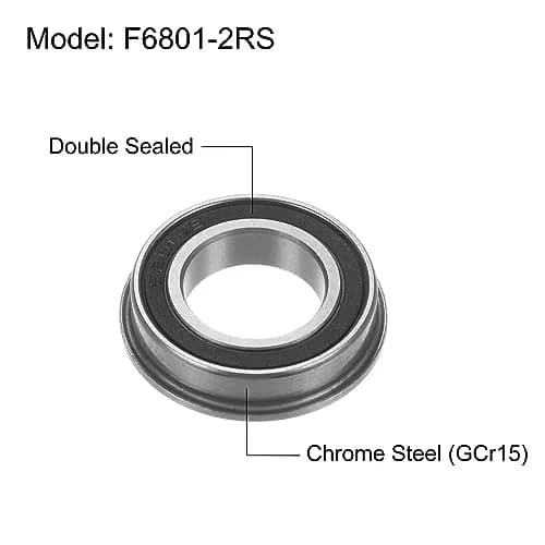 uxcell F6801-2RS Flanged Ball Bearing 12x21x5mm Double Sealed Chrome Steel, 10pcs | Cost-Effective Industrial Bearing thumbnail 3