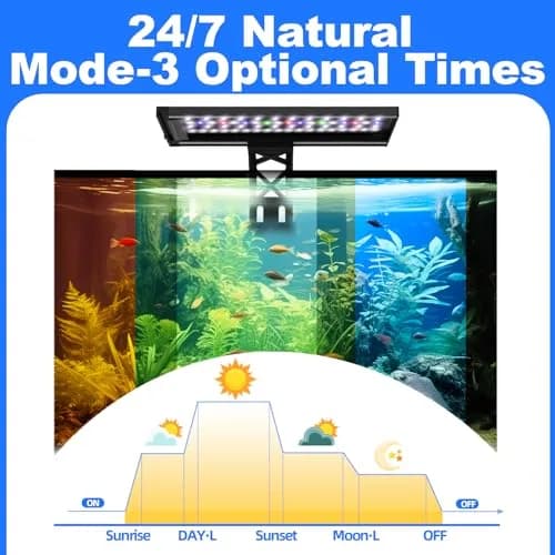 SEAOURA Clip On Aquarium Light for Plants 20W 6500K Full Spectrum RGB LED | 12-20 Inch Tanks thumbnail 2