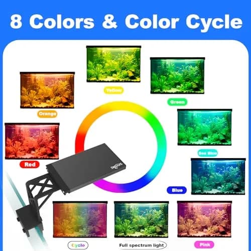 SEAOURA Clip On Aquarium Light for Plants & Fish Tanks 7-12 Inch | Full Spectrum RGB LED with Timer & Brightness Control thumbnail 3