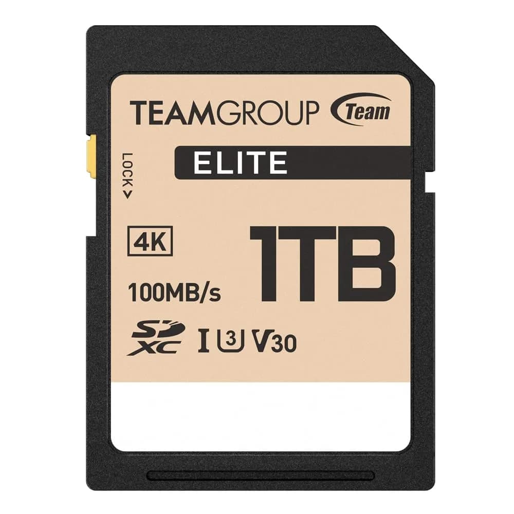 TEAMGROUP Elite 1TB SDXC UHS-I U3 V30 Memory Card | 100MB/s Read Speed for 4K UHD Recording - main product image