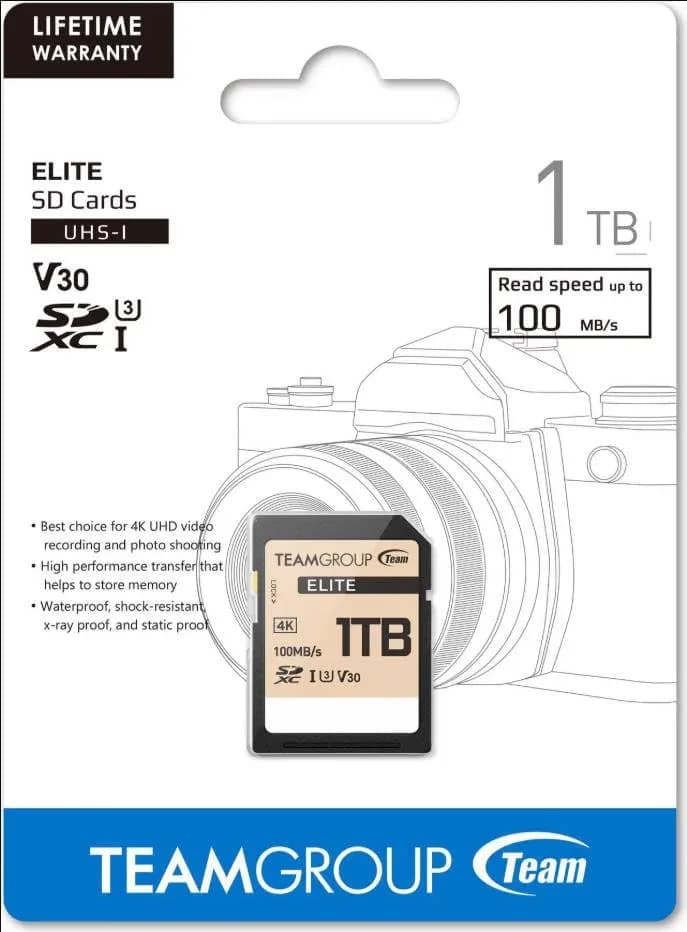 TEAMGROUP Elite 1TB SDXC UHS-I U3 V30 Memory Card | 100MB/s Read Speed for 4K UHD Recording thumbnail 2