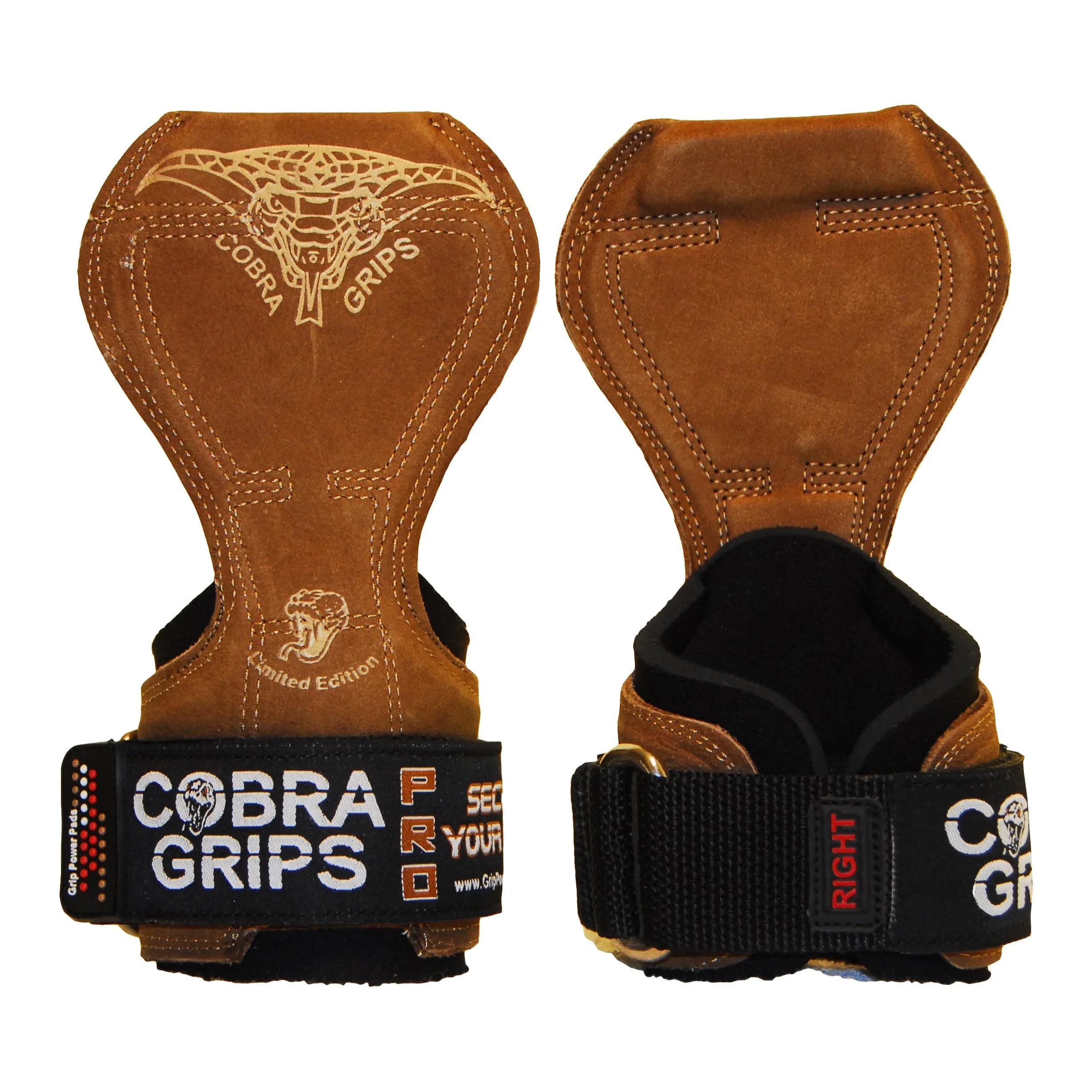 Cobra Grips A PRO Brown Leather Weight Lifting Gloves with Wrist Wraps - 5.5"-8.75" Wrist Size - main product image