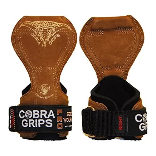 Cobra Grips A PRO Brown Leather Weight Lifting Gloves with Wrist Wraps - 5.5"-8.75" Wrist Size thumbnail 1