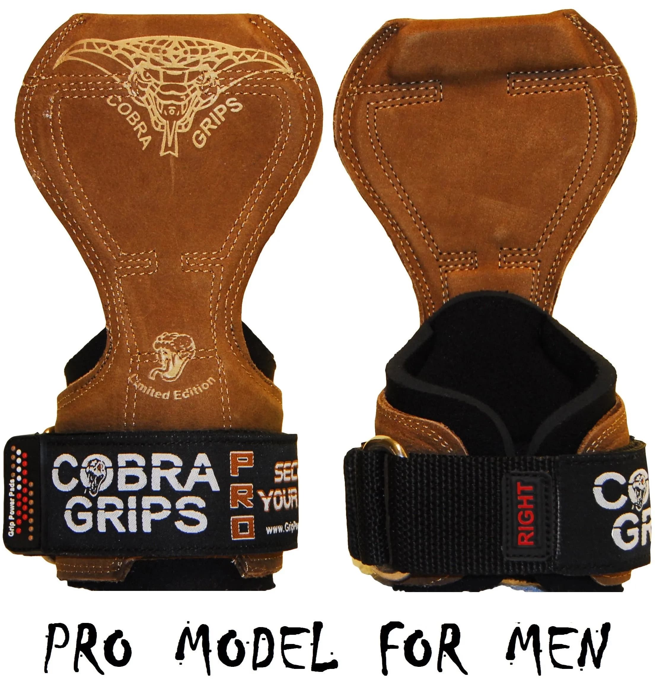 Cobra Grips A PRO Brown Leather Weight Lifting Gloves with Wrist Wraps - 5.5"-8.75" Wrist Size - view 3