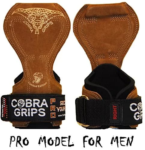 Cobra Grips A PRO Brown Leather Weight Lifting Gloves with Wrist Wraps - 5.5"-8.75" Wrist Size thumbnail 3