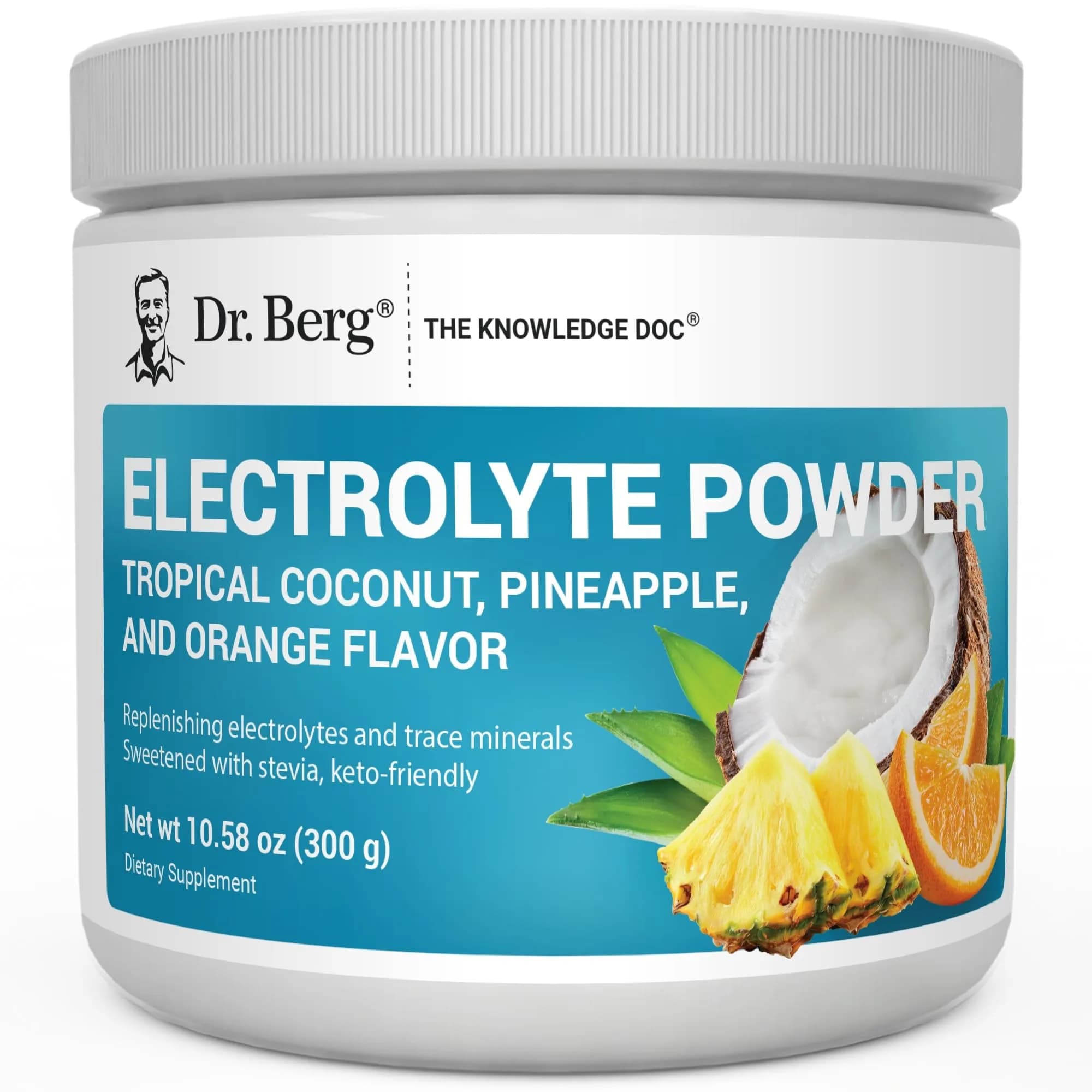 Dr. Berg Tropical Coconut, Pineapple & Orange Keto Electrolyte Powder - 50 Servings, Zero Sugar - main product image