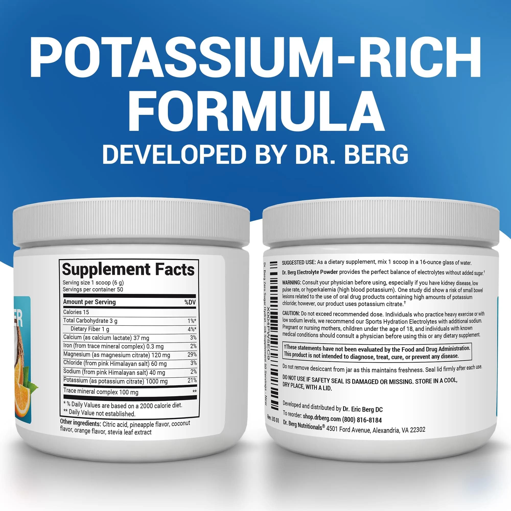 Dr. Berg Tropical Coconut, Pineapple & Orange Keto Electrolyte Powder - 50 Servings, Zero Sugar - view 2