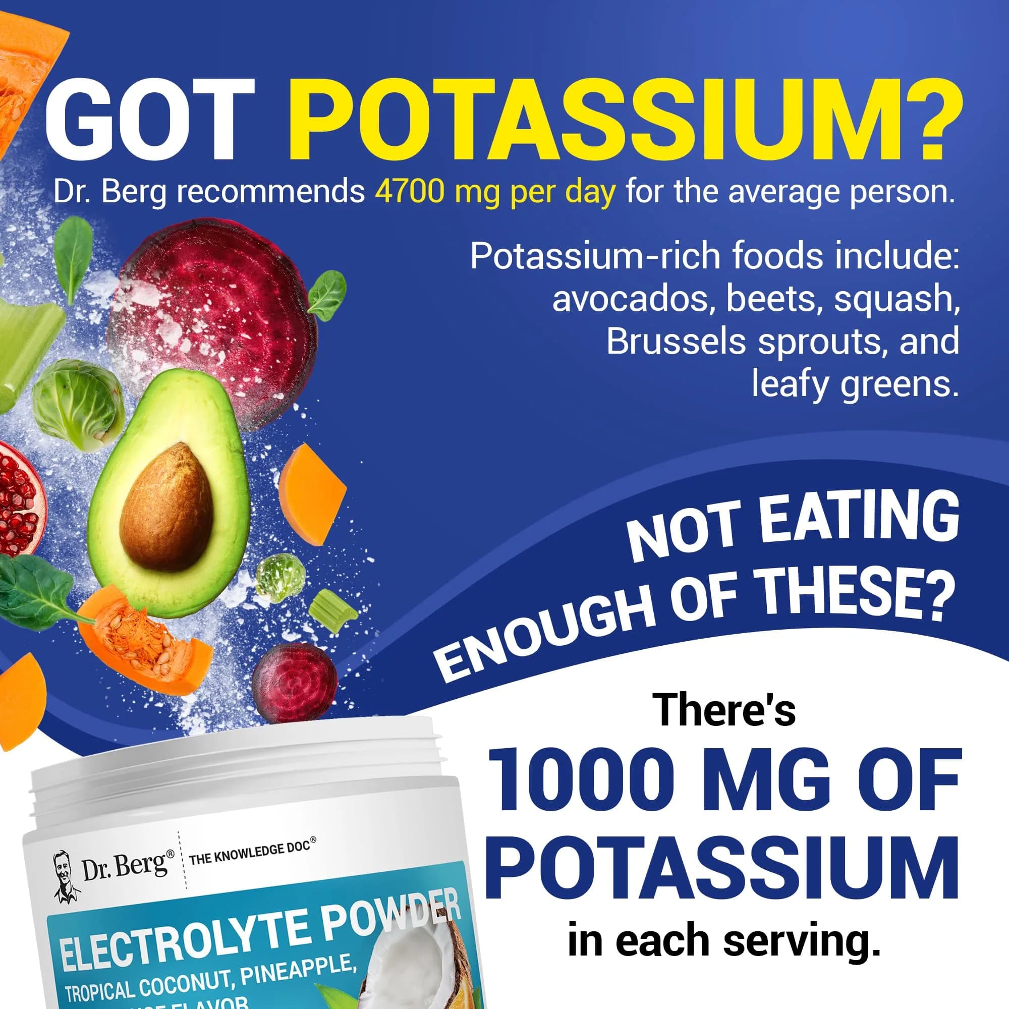 Dr. Berg Tropical Coconut, Pineapple & Orange Keto Electrolyte Powder - 50 Servings, Zero Sugar - view 4