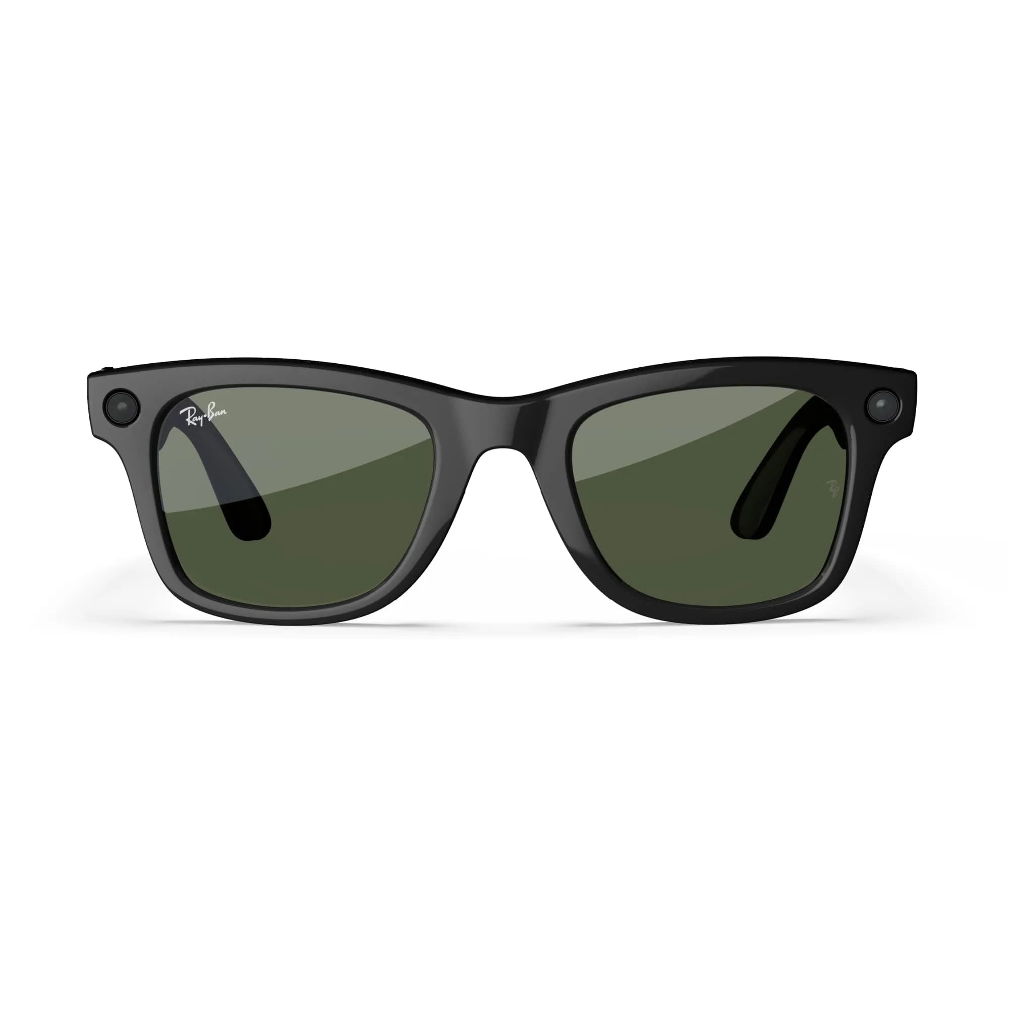 Meta Ray-Ban Wayfarer Large Smart AI Glasses in Shiny Black with Green Lenses | Capture POV Video & Audio - view 2
