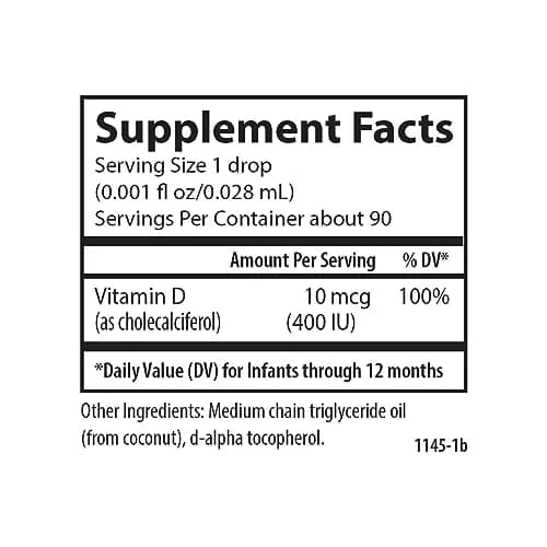Carlson Baby's Plant-Based Super Daily D3 Drops 2.54 mL (0.086 Fl Oz) | 400 IU (10 mcg) Per Drop thumbnail 5
