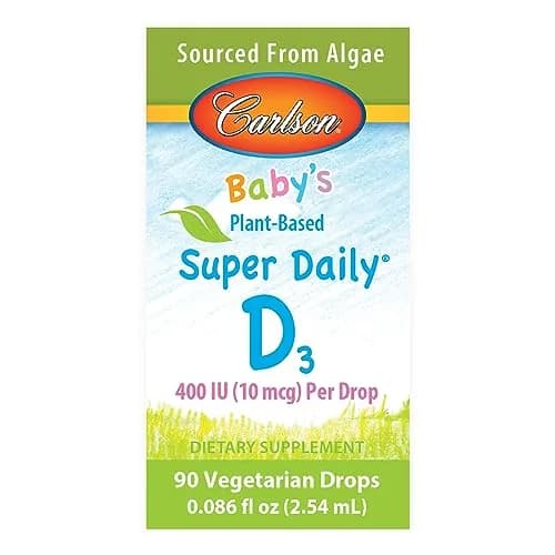 Carlson Baby's Plant-Based Super Daily D3 Drops 2.54 mL (0.086 Fl Oz) | 400 IU (10 mcg) Per Drop thumbnail 6