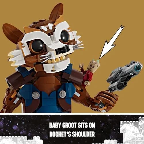 LEGO Marvel Rocket & Baby Groot Minifigure | Buildable Guardians of the Galaxy Toy for Kids 10+ thumbnail 5