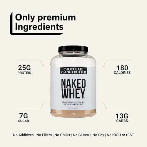 NAKED Whey Chocolate Peanut Butter Grass Fed Protein Powder 2.27 kg (5 lb) | Aid Muscle Growth and Recovery thumbnail 3