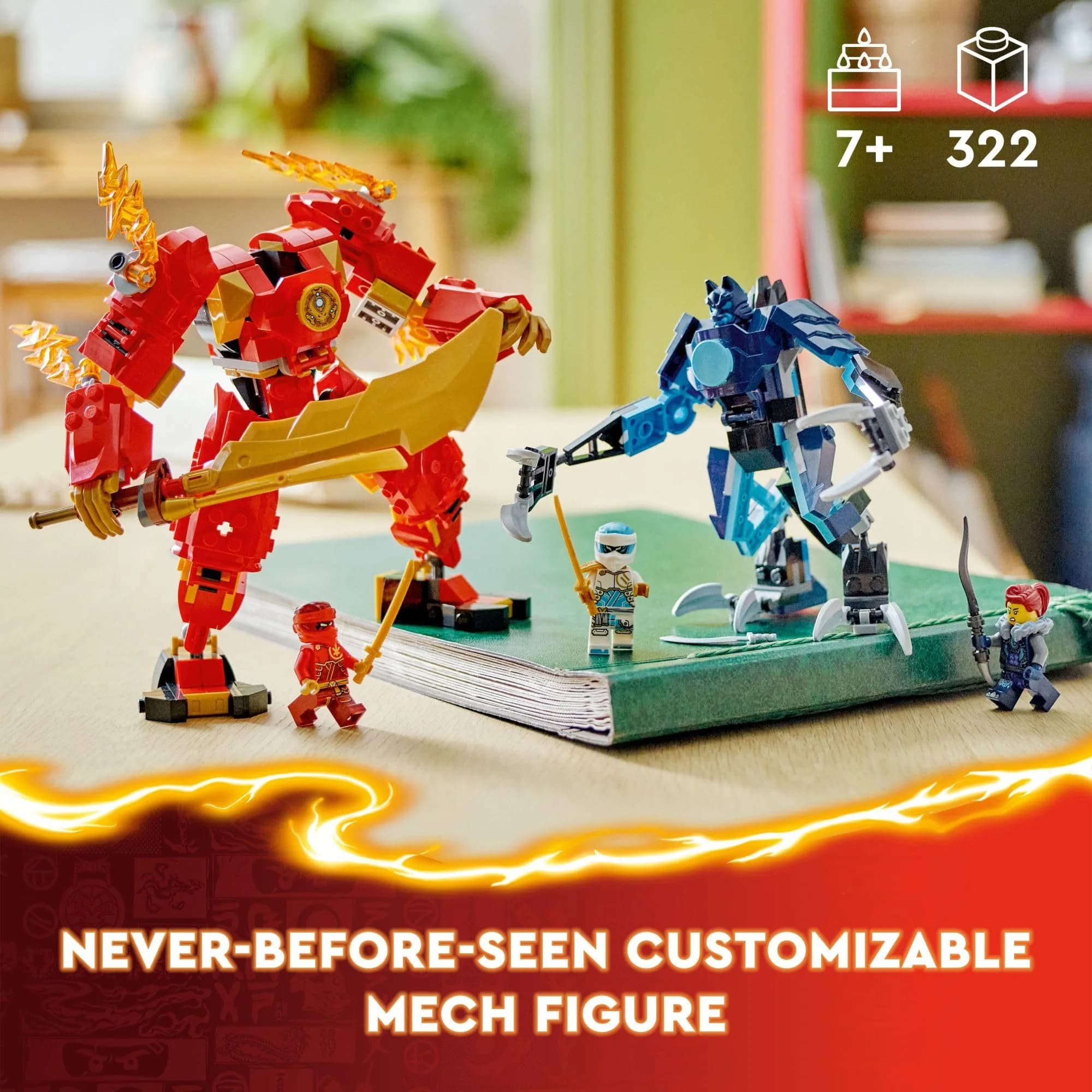 LEGO NINJAGO Kai’s Elemental Fire Mech Action Figure 322 Pieces | ASTM-Tested Educational Toy for Kids Ages 7+ - view 2