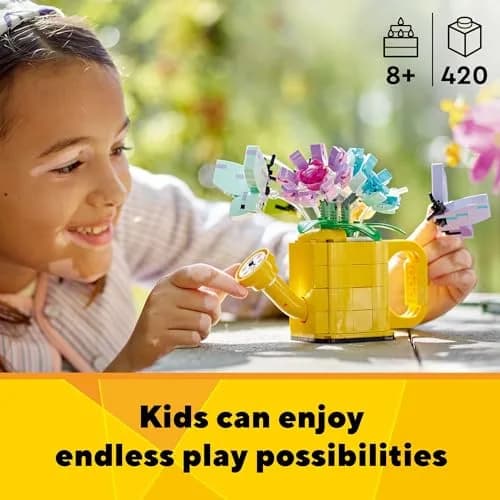 LEGO Creator 3 in 1 Flowers in Watering Can Building Toy 420 Pieces | STEM Learning Toy for Kids Ages 8+ thumbnail 3