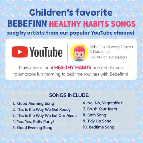 Pinkfong Bebefinn Healthy Habits Songs Musical Sound Book for Toddlers 1–3 | 10 Buttons, 10 Songs thumbnail 4