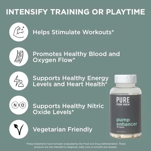 Pure for Men Pump Enhancer Pre Workout 90 Count | Nitric Oxide Booster for Muscle Pump & Energy thumbnail 5