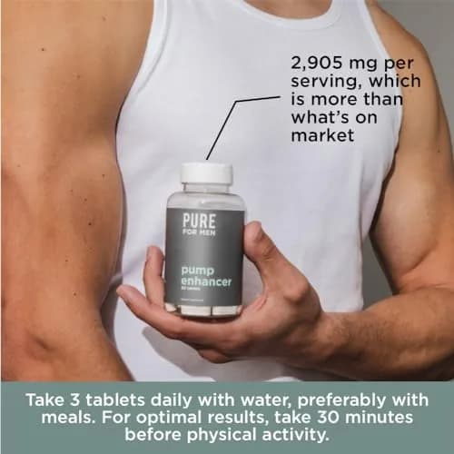 Pure for Men Pump Enhancer Pre Workout 90 Count | Nitric Oxide Booster for Muscle Pump & Energy thumbnail 6