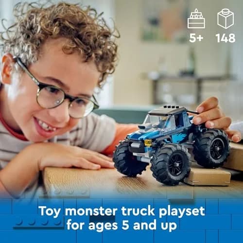 LEGO City Blue Monster Truck Toy Playset with Driver Minifigure | Educational Building Toy for Kids Aged 5+ thumbnail 2