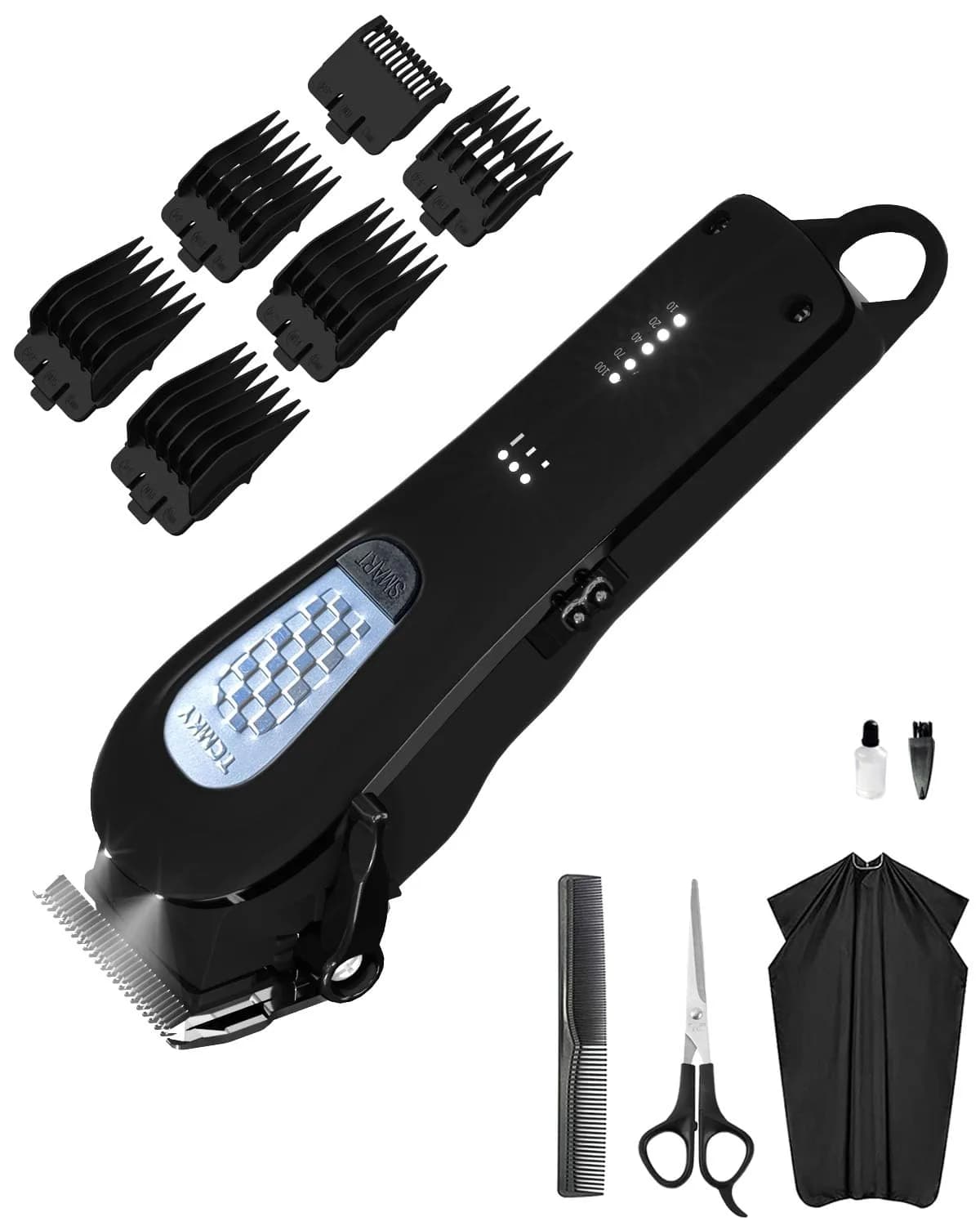 TCMKY Hair Trimmer for Men Cordless & Corded | Powerful Motor, Adjustable Length, Low Noise (70-120 chars) — Black