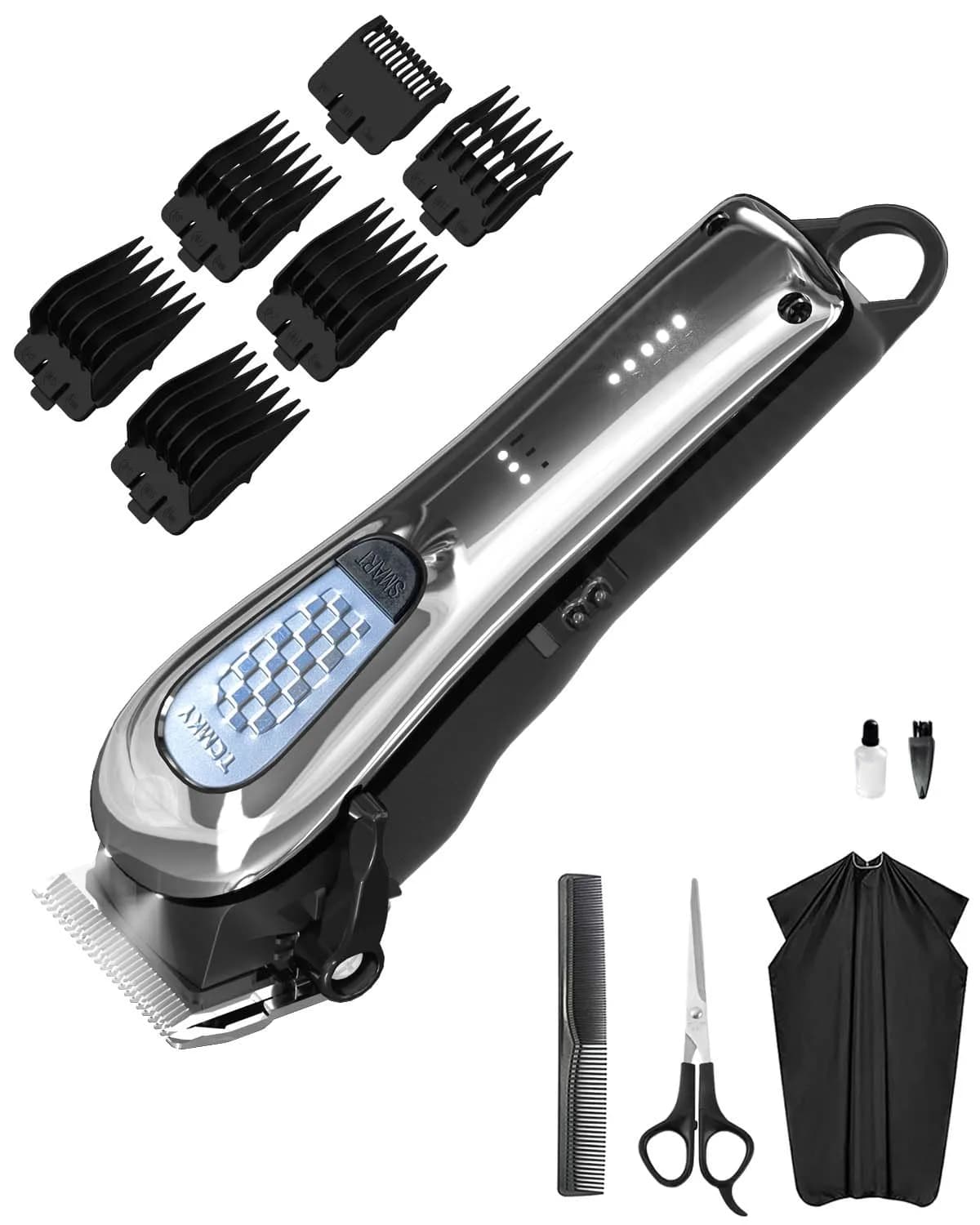 TCMKY Hair Clipper for Men Cordless & Corded | Rechargeable Professional Hair Trimmer Kit in Silvery