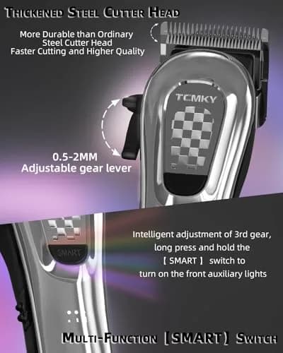 TCMKY Hair Clipper for Men Cordless & Corded | Rechargeable Professional Hair Trimmer Kit in Silvery thumbnail 4