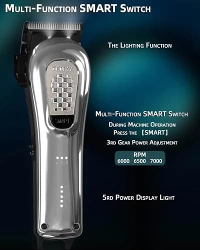 TCMKY Hair Clipper for Men Cordless & Corded | Rechargeable Professional Hair Trimmer Kit in Silvery thumbnail 2